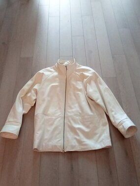 Tannery West Men's White Leather Coat Sz S